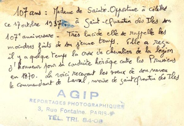 St-Quentin-des-Isles - Note sur Mme DE SAINTE-OPPORTUNE