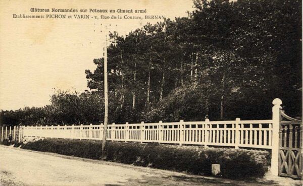 Clôtures Normandes sur Poteaux en Ciment armé par les Établissements PICHON et VARIN