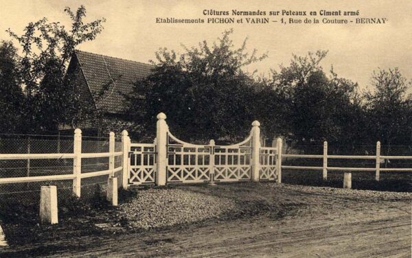 Clôtures Normandes sur Poteaux en Ciment armé par les Établissements PICHON et VARIN