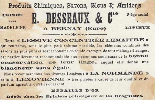 Lessives DESSEAUX - Produits chimiques, savons, bleus & amidons