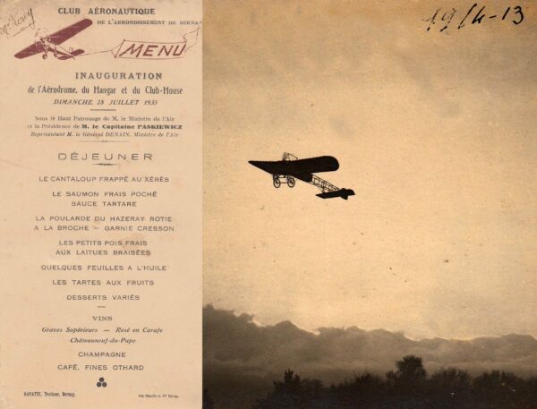 Avant la création de l’actuel aérodrome de Bernay-St Martin en 1935, les avions comme celui photographié par Walter en 1913, décollaient de l’hippodrome.